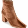 Journee Collection | Brown Hazara Velvet Bootie - Women -High heel Store zu109414566 main tm1666366796