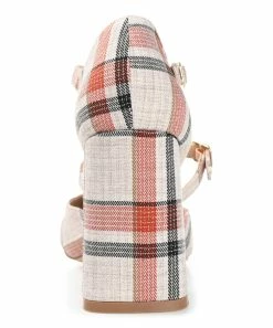 Journee Collection | Coral & Cream Plaid Isadorah Double-Strap D'Orsay Pump - Women -High heel Store zu109414575 alt 3 tm1666366796