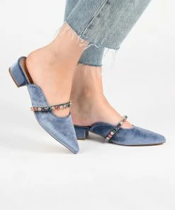 Journee Collection | Blue Jewel Rhinestone Mule - Women -High heel Store zu109414640 alt 4 tm1666366796