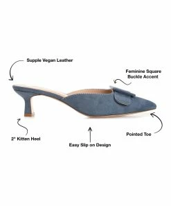 Journee Collection | Blue Vianna Buckle Mule - Women -High heel Store zu109423030 alt 3 tm1666366796