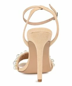 Journee Collection | Tan Romey Faux-Pearl Sandal - Women -High heel Store zu109423050 alt 3 tm1666367192