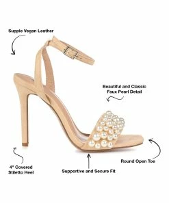 Journee Collection | Tan Romey Faux-Pearl Sandal - Women -High heel Store zu109423050 alt 4 tm1666367192