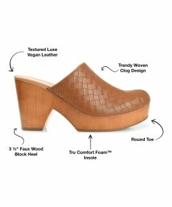 Journee Collection | Tan Kelsy Woven Clog - Women -High heel Store zu109423060 alt 4 tm1666367192