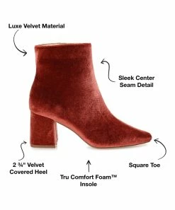 Journee Collection | Rust Hazara Velvet Bootie - Women -High heel Store zu109423077 alt 3 tm1666367192