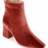 Journee Collection | Rust Hazara Velvet Bootie - Women -High heel Store zu109423077 main tm1666367192