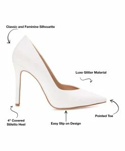 Journee Collection | White Ninna Shimmer Pump - Women -High heel Store zu109423111 alt 3 tm1666367192