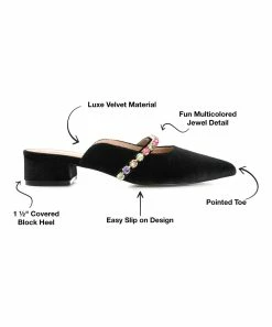 Journee Collection | Black Jewel Rhinestone Mule - Women -High heel Store zu109423147 alt 2 tm1666367192