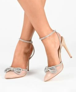 Journee Collection | Clear Gracia Rhinestone Bow Pump - Women -High heel Store zu109423191 alt 3 tm1666367582