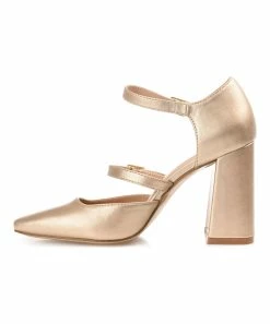 Journee Collection | Gold Isadorah Double-Strap D'Orsay Pump - Women -High heel Store zu109423274 alt 3 tm1666367611