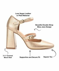 Journee Collection | Gold Isadorah Double-Strap D'Orsay Pump - Women -High heel Store zu109423274 alt 4 tm1666367611
