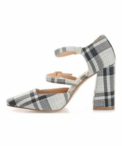 Journee Collection | Black & Gray Plaid Isadorah Double-Strap D'Orsay Pump - Women -High heel Store zu109423342 alt 2 tm1666367611