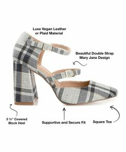 Journee Collection | Black & Gray Plaid Isadorah Double-Strap D'Orsay Pump - Women -High heel Store zu109423342 alt 4 tm1666367611