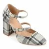 Journee Collection | Black & Gray Plaid Isadorah Double-Strap D'Orsay Pump - Women -High heel Store zu109423342 main tm1666367611