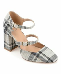 Journee Collection | Black & Gray Plaid Isadorah Double-Strap D'Orsay Pump - Women
