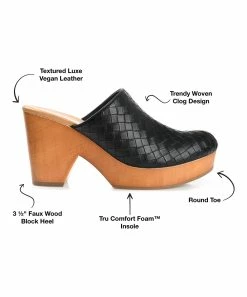 Journee Collection | Black Kelsy Woven Clog - Women -High heel Store zu109423428 alt 3 tm1666367856