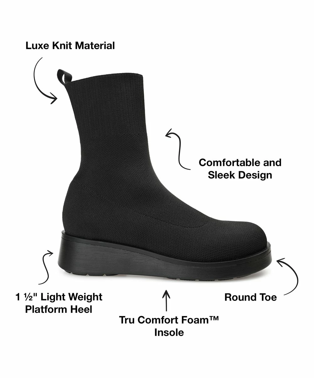 Journee Collection | Black Knit-Shaft Tru Comfort Foam Ebby Wedge Bootie - Women 5 Journee Collection | Black Knit-Shaft Tru Comfort Foam Ebby Wedge Bootie - Women - Image 3
