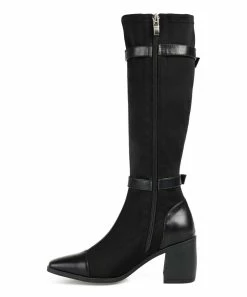 Journee Collection | Black Wide-Calf Strap-Accent Gaibree Boot - Women -High heel Store zu109752310 alt 3 tm1666721347