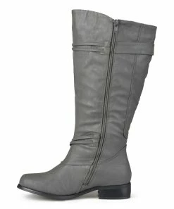 Journee Collection | Gray Wide-Calf Harley Knee-High Boot - Women -High heel Store zu109752431 alt 2 tm1666797734