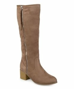 Journee Collection | Taupe Wide-Calf High-Heeled Sanora Knee-High Boot - Women