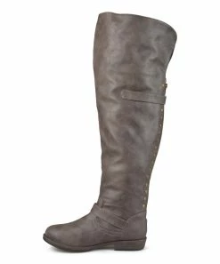 Journee Collection | Taupe Buckle-Accent Wide-Calf Kane Over-the-Knee Boot - Women -High heel Store zu109753640 alt 2 tm1666718427