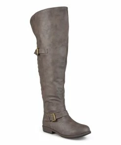 Journee Collection | Taupe Buckle-Accent Wide-Calf Kane Over-the-Knee Boot - Women