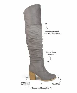 Journee Collection | Gray Wide-Width Slouchy Kaison Over-The Knee Boot - Women -High heel Store zu109754558 alt 1 tm1670273073