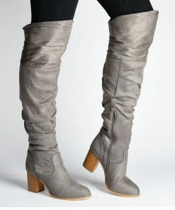 Journee Collection | Gray Wide-Width Slouchy Kaison Over-The Knee Boot - Women -High heel Store zu109754558 alt 4 tm1670273073