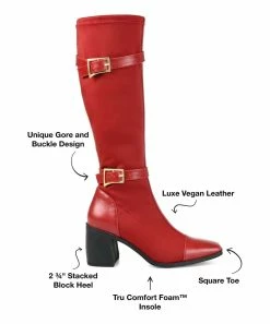 Journee Collection | Red Wide-Calf Strap-Accent Gaibree Boot - Women -High heel Store zu109754882 alt 2 tm1666721923