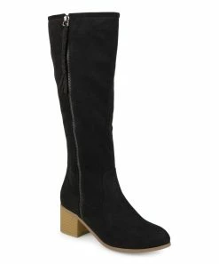 Journee Collection | Black Wide-Calf High-Heeled Sanora Knee-High Boot - Women
