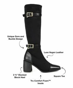 Journee Collection | Black Extra-Wide Calf Strap-Accent Gaibree Boot - Women -High heel Store zu109755297 alt 3 tm1666721923