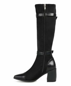 Journee Collection | Black Extra-Wide Calf Strap-Accent Gaibree Boot - Women -High heel Store zu109755297 alt 4 tm1666721923