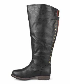 Journee Collection | Black Studded Extra-Wide Calf Spokane Knee-High Boot - Women -High heel Store zu109755434 alt 3 tm1670273073