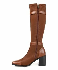 Journee Collection | Brown Extra-Wide Calf Strap-Accent Gaibree Boot - Women -High heel Store zu109764772 alt 4 tm1666725415