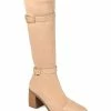 Journee Collection | Beige Wide-Calf Strap-Accent Gaibree Boot - Women -High heel Store zu109768280 main tm1666725302