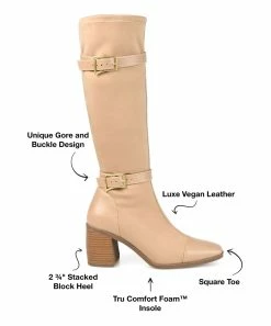 Journee Collection | Beige Wide-Width Extra Wide-Calf Gaibree Boot - Women -High heel Store zu109768409 alt 3 tm1670273269