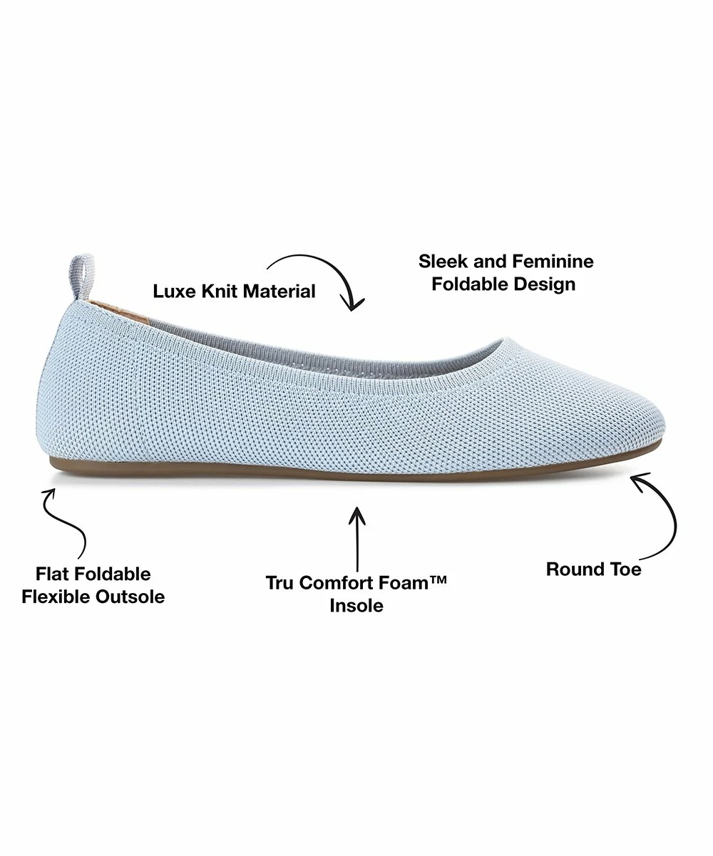 Journee Collection | Blue Jersie Knit Flat - Women 7 Journee Collection | Blue Jersie Knit Flat - Women - Image 5