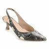 Journee Collection | Gray Snake-Embossed Mikoa Slingback - Women -High heel Store zu111132445 main tm1673469256