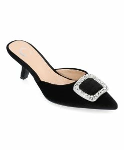 Journee Collection | Black Rishie Buckle-Accent Kitten Heel Pump - Women