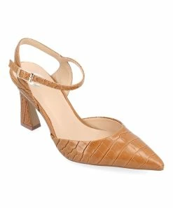 Journee Collection | Tan Snake-Embossed Nixey Pump - Women
