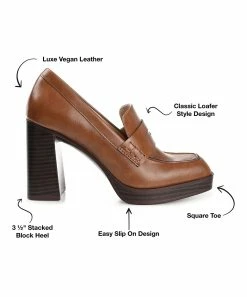 Journee Collection | Brown Ezzey Block Heel Loafer - Women -High heel Store zu111132802 alt 4 tm1669847892