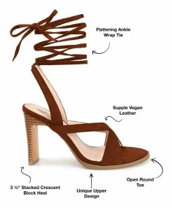 Journee Collection | Brown Tie-Closure Adalee Sandal - Women -High heel Store zu111140648 alt 3 tm1673469256
