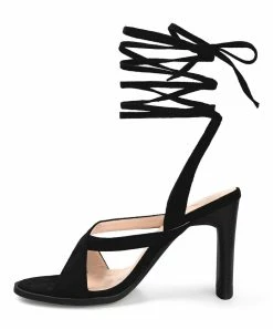 Journee Collection | Black Tie-Closure Adalee Sandal - Women -High heel Store zu111140649 alt 3 tm1673469256