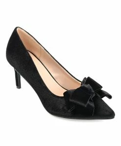 Journee Collection | Black Crystol Bow-Accent Pump - Women