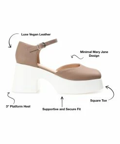 Journee Collection | Taupe Square-Toe Platform Lizza Pump - Women -High heel Store zu111140739 alt 4 tm1673469256