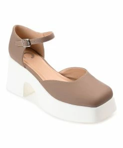 Journee Collection | Taupe Square-Toe Platform Lizza Pump - Women