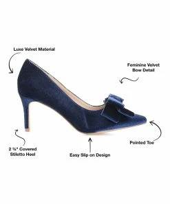 Journee Collection | Navy Crystol Bow-Accent Pump - Women -High heel Store zu111140744 alt 2 tm1669847892