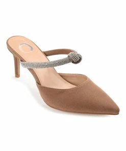 Journee Collection | Brown Rhinestone-Strap Pointed-Toe Lunna Pump - Women