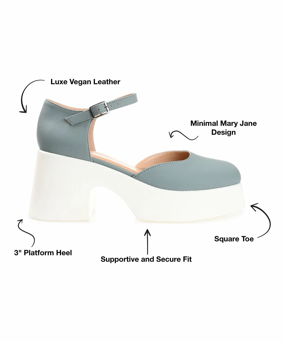 Journee Collection | Blue Square-Toe Platform Lizza Pump - Women 5 Journee Collection | Blue Square-Toe Platform Lizza Pump - Women - Image 3