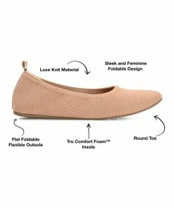 Journee Collection | Tan Jersie Knit Flat - Women -High heel Store zu111140808 alt 3 tm1669848033