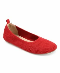 Journee Collection | Red Jersie Knit Flat - Women